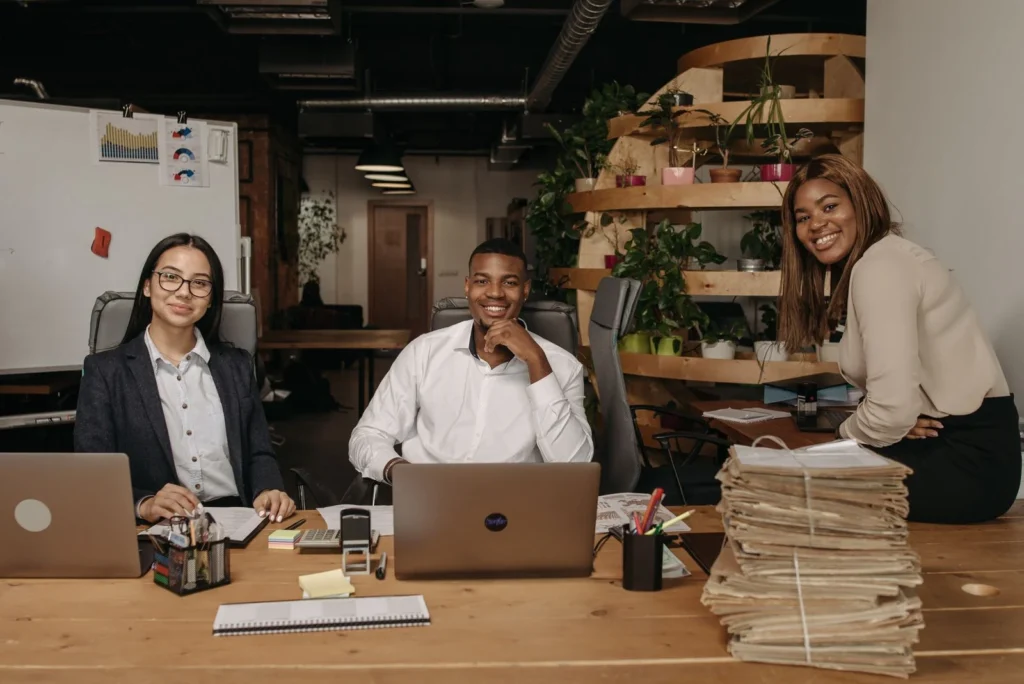 Team working together, a sign of strong employee retention