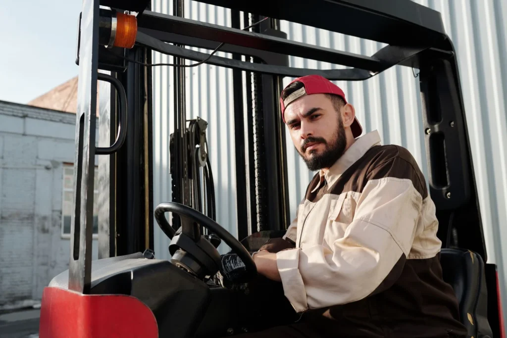 Operator driving a forklift, one of many forklift operator jobs